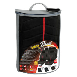 Huse scaun Rapid 9buc Negru/Rosu