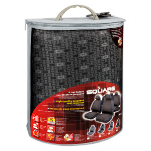 Huse scaun Square set 9buc jacquard high-quality - Negru