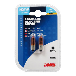 Bec halogen 12V 21W semnalizare BAY9s asim 2buc - Portocaliu