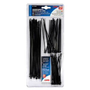 Coliere plastic 75buc asortate 90 - 120 - 190mm - Negru
