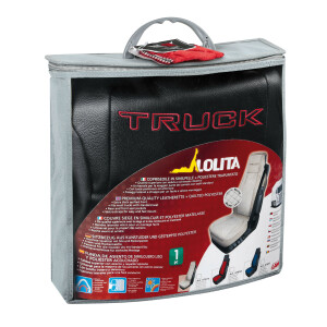 Husa scaun camion Lolita poliester/imit. piele 1buc - Negru/Rosu