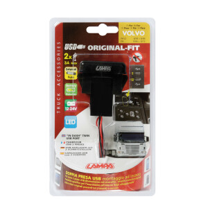 Priza dubla USB incorporabila 12/24V camion - Volvo