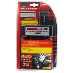 Priza tripla bricheta cu USB si telecomanda Duo-4 IR 24V