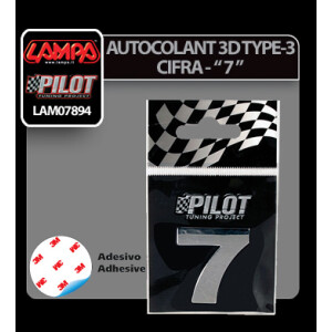 Autocolant 3D crom Type-3 (28mm) cifra - " 7 "