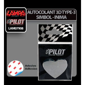 Autocolant 3D crom Type-3 (28mm) simbol - Inima
