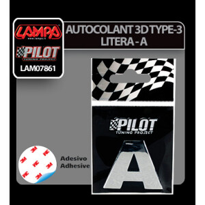 Autocolant 3D crom Type-3 (28mm) litera - A