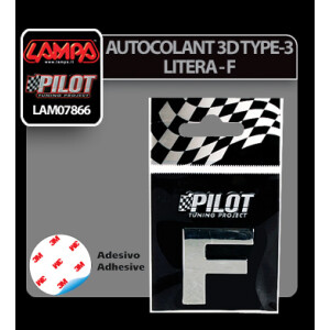 Autocolant 3D crom Type-3 (28mm) litera - F