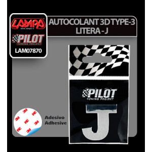 Autocolant 3D crom Type-3 (28mm) litera - J