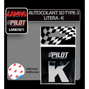 Autocolant 3D crom Type-3 (28mm) litera - K