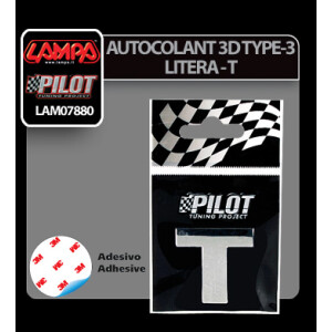 Autocolant 3D crom Type-3 (28mm) litera - T