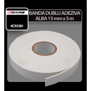 Banda dublu adeziva alba 4Cars - 15mmx5m
