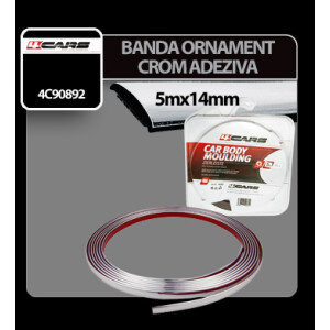 Banda ornament crom adeziva 4Cars - 5m x 14mm