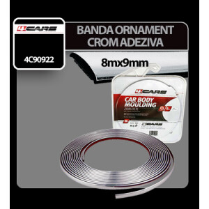 Banda ornament crom adeziva 4Cars - 8m x 9mm