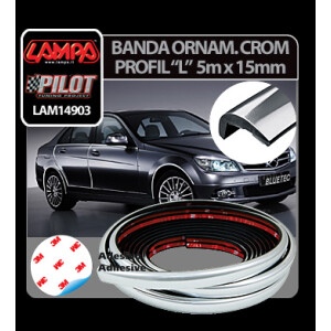 Banda ornament crom adeziva profil L - 5m x 15mm