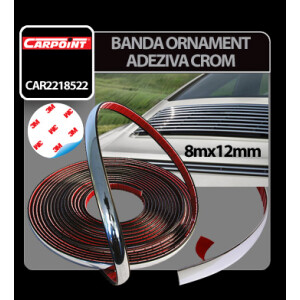 Banda ornament crom adeziva Carpoint - 8m x 12mm