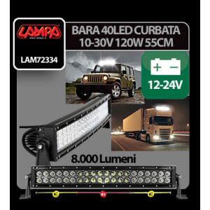 Bara curbata 40LED 10-30V 120W 8000lm - 55cm