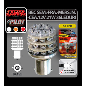 Bec Multi-Led 36Led 12V Frana, Ceata - P21W BA15s - Rosu