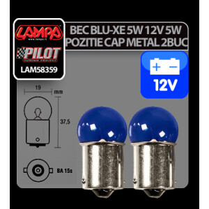 Bec Blu-Xe 5W 12V pozitie cap metal BA15s 2buc