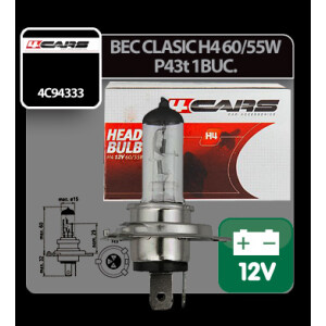 Bec halogen 12V - H4 - 60/55W - P43t 1buc 4Cars