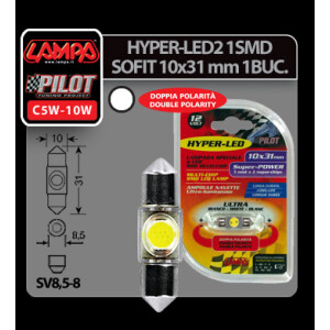 Bec Hyper-Led2 - 1SMD 12V sofit 10x31mm soclu SV8,5-8 1buc - Alb