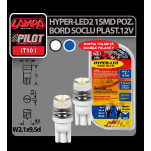 Bec Hyper-Led2 - 1SMD 12V pozitie T10 - W2,1x9,5d 2buc - Alb