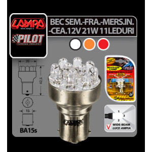 Bec Multi-Led 11Led 12V Semnalizare P21W - BA15s - Galben