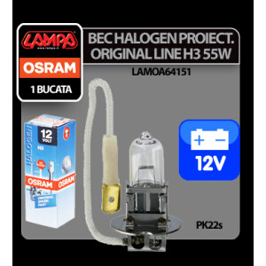 Bec halogen 12V - H3 - 55W Original Line PK22s 1buc Osram