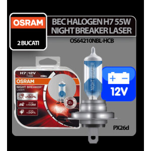 Bec Osram H7 55W PX26d 12V Night Breaker Laser 2buc