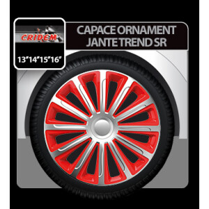 Capace roti auto Trend SR 4buc - Argintiu/Rosu - 16''