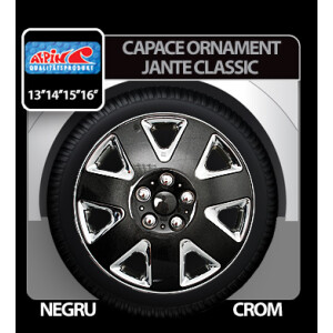 Capace roti auto Classic 4buc - Negru/Crom - 14''