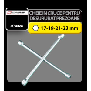 Cheie in cruce pentru desurubat prezoane roti 17-19-21-23mm 4Cars