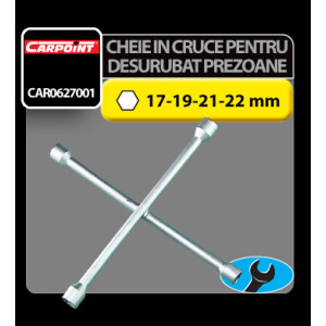 Cheie in cruce pentru desurubat prezoane roti 17-19-21-22mm Carpoint