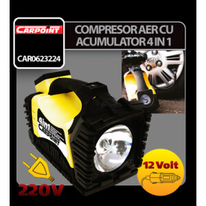 Compresor aer cu acumulator reincarcabil 4 in 1 - 12V