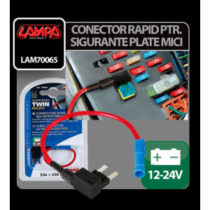 Conector rapid pentru doua sigurante plate mici 30+20A 12/24V