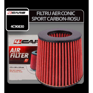 Filtru aer conic sport 4Cars - Carbon/Rosu