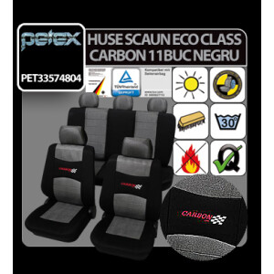 Huse scaun Eco Class Carbon set 11buc - Negru