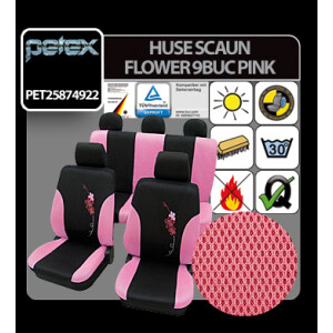 Huse scaun Eco Class Flower set 17buc - Pink