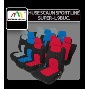 Huse scaun Sport Line+ Super L 9buc - Negru/Gri