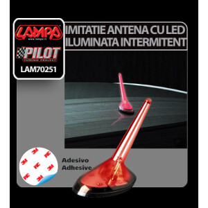 Imitatie antena iluminata intermitent cu LED - Rosu