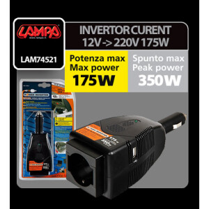 Invertor curent de la 12V la 220V 175W cu USB Lampa