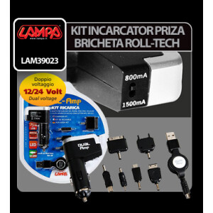 Kit incarcator priza Roll-Tech la bricheta 12/24V - 800/1500 mA