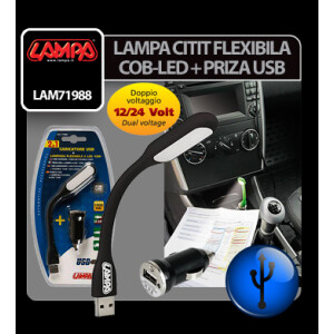 Lampa citit flexibila COB-LED si priza USB 12/24V