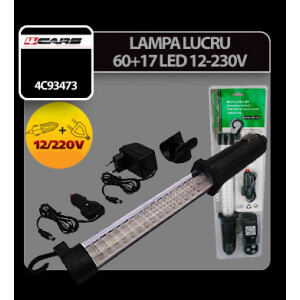 Lampa de lucru cu 60+17 LED-uri si magnet 4Cars - 12/230V