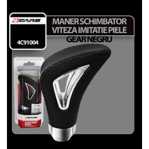 Maner schimbator viteza imitatie piele Gear negru 4Cars
