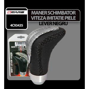 Maner schimbator viteza imitatie piele Lever negru 4Cars