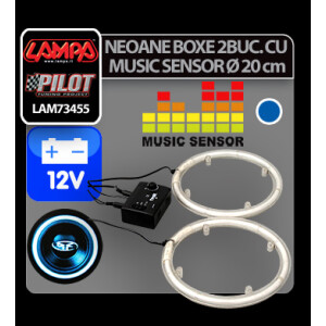 Neoane boxe cu music senzor NR-20, Ø 20cm 12V - Albastru