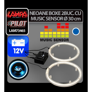 Neoane boxe cu music senzor NR-30, Ø 30cm 12V - Albastru