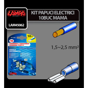 Papuci electrici 10buc, mama - 6,3x0,8mm - Albastru
