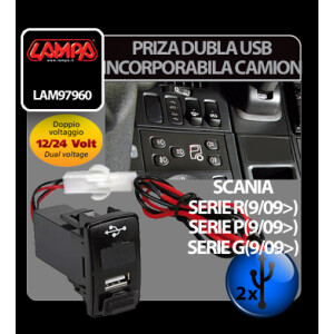 Priza dubla USB incorporabila 12/24V camion - Scania