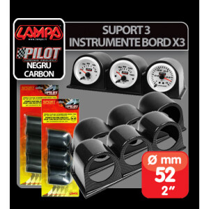Suport 3 instrumente bord X3 (52mm) - Negru